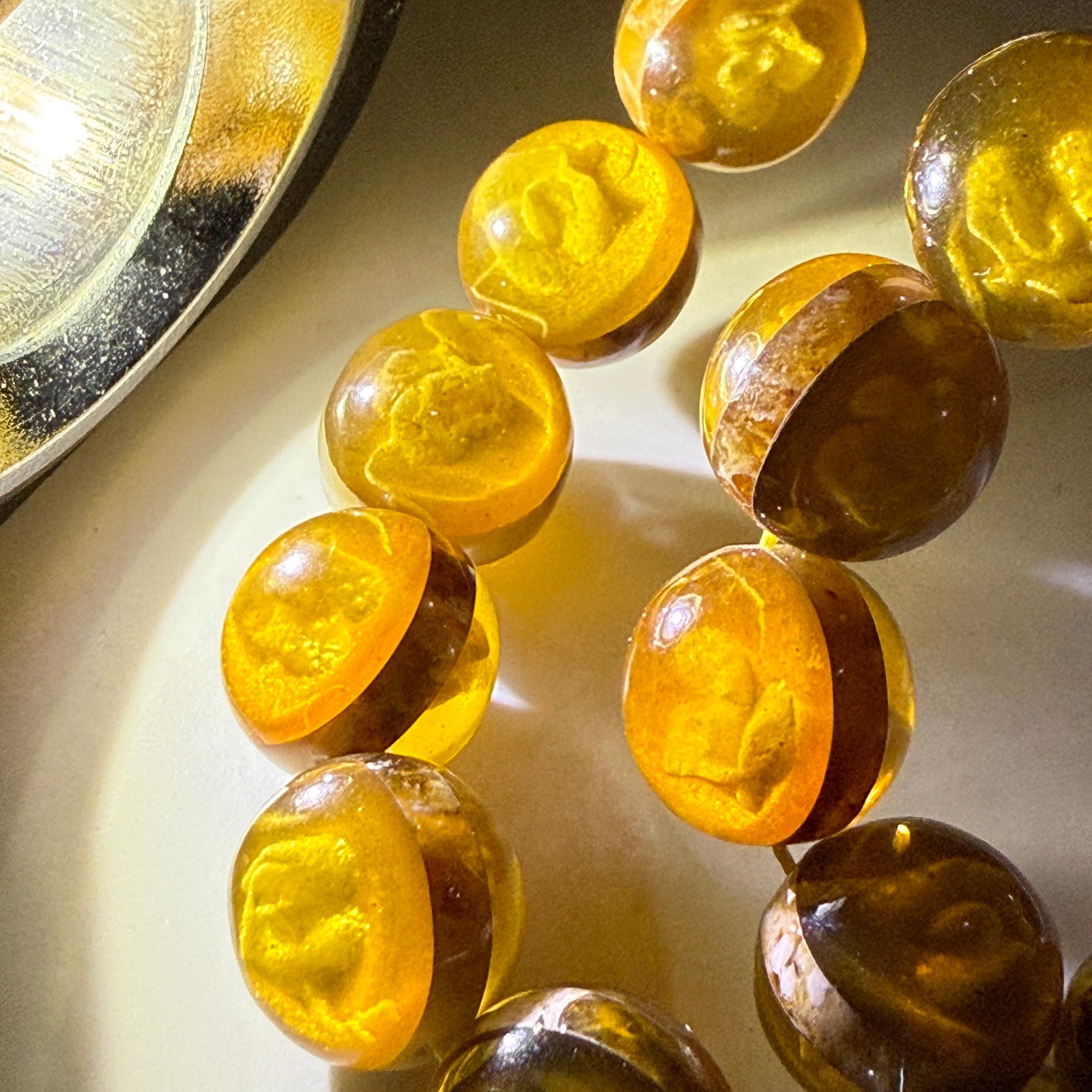 Unique and Fascinating Amber Tesbih made from Round Amber beads - 13