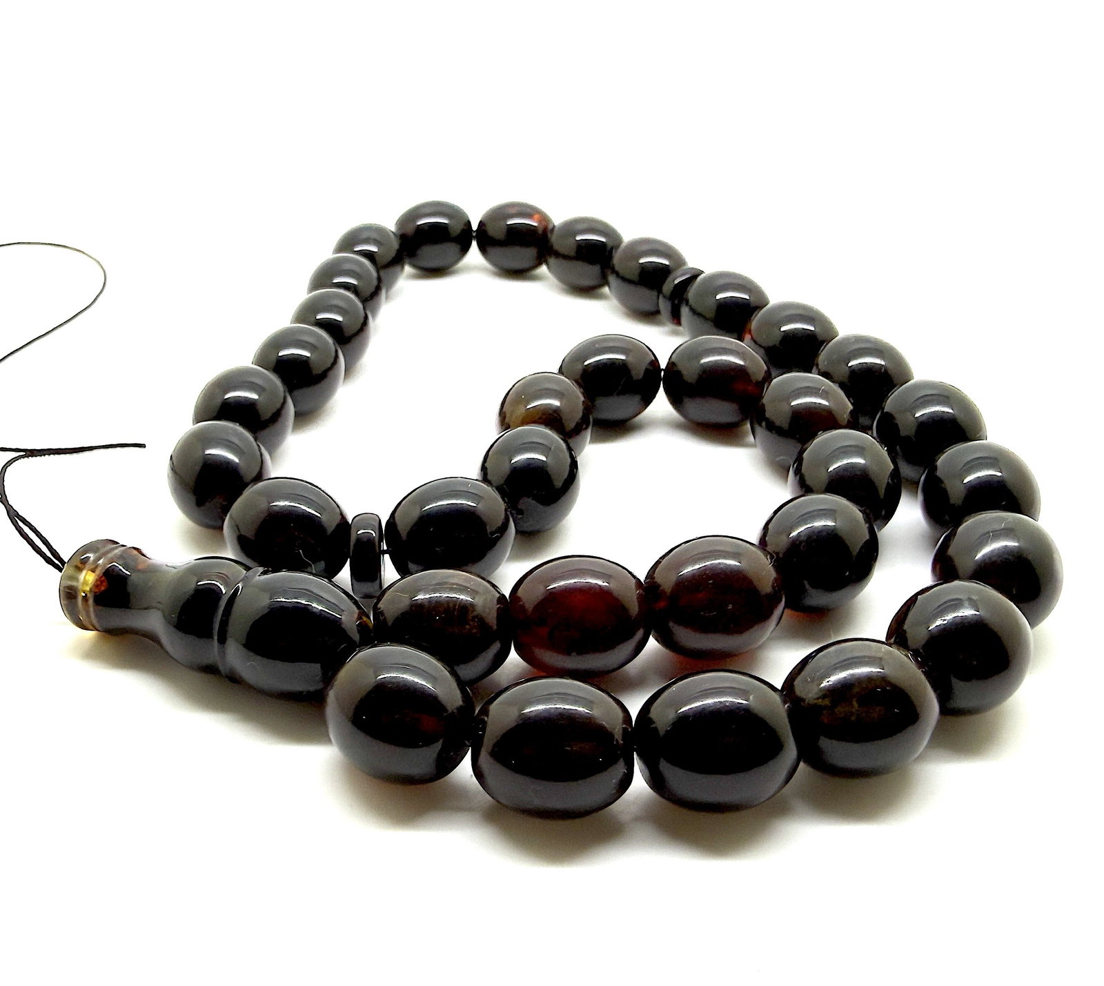 Remarkable Amber Tesbih made from Olive Amber beads - 4
