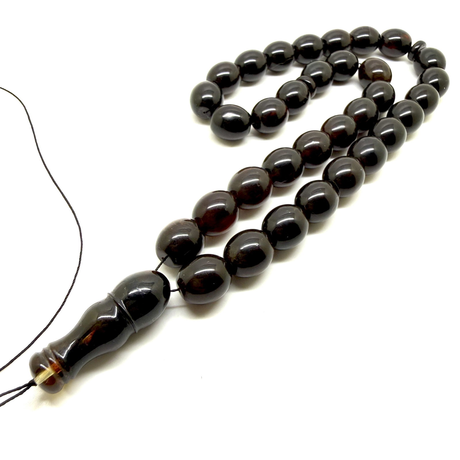 Remarkable Amber Tesbih made from Olive Amber beads - 6