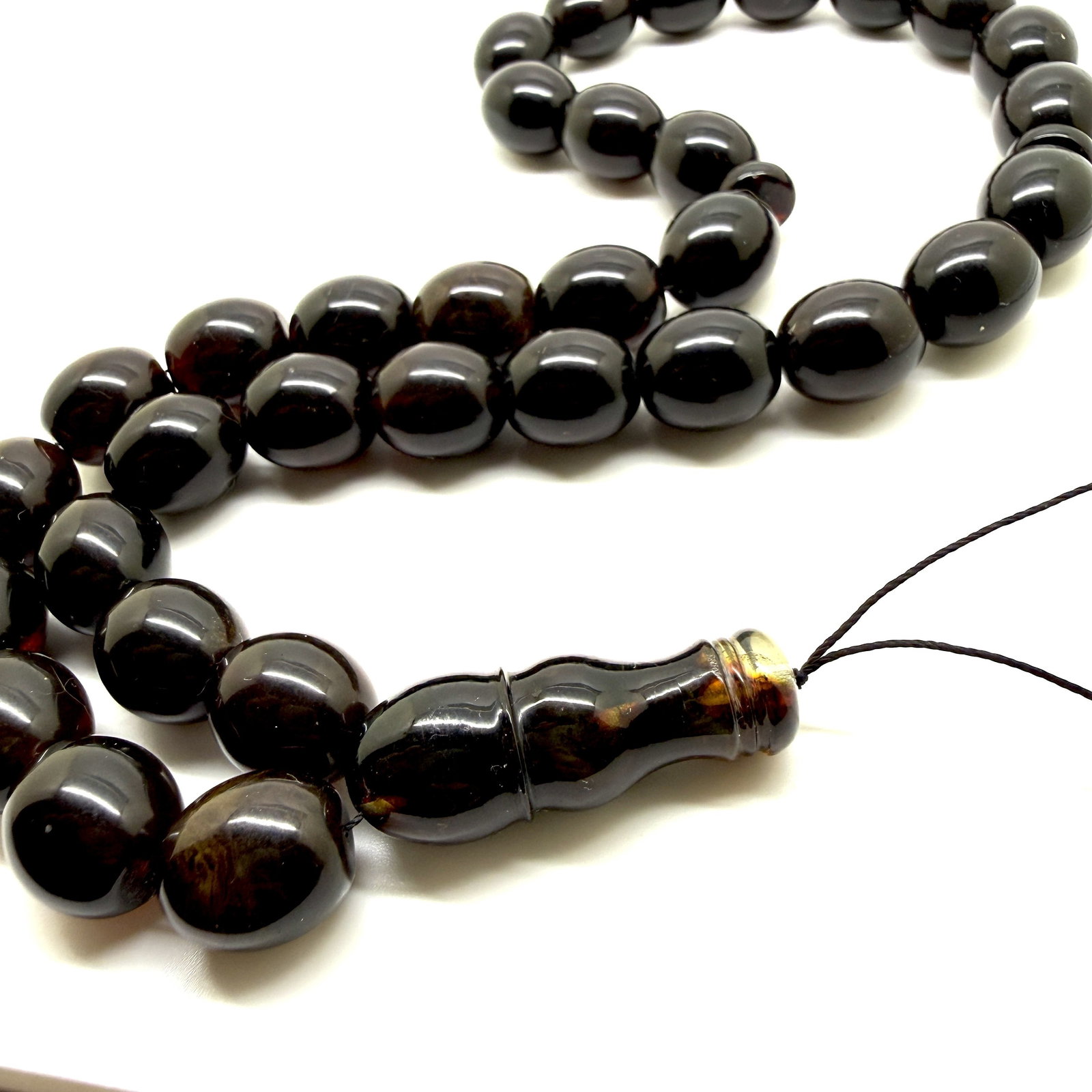 Remarkable Amber Tesbih made from Olive Amber beads - 7