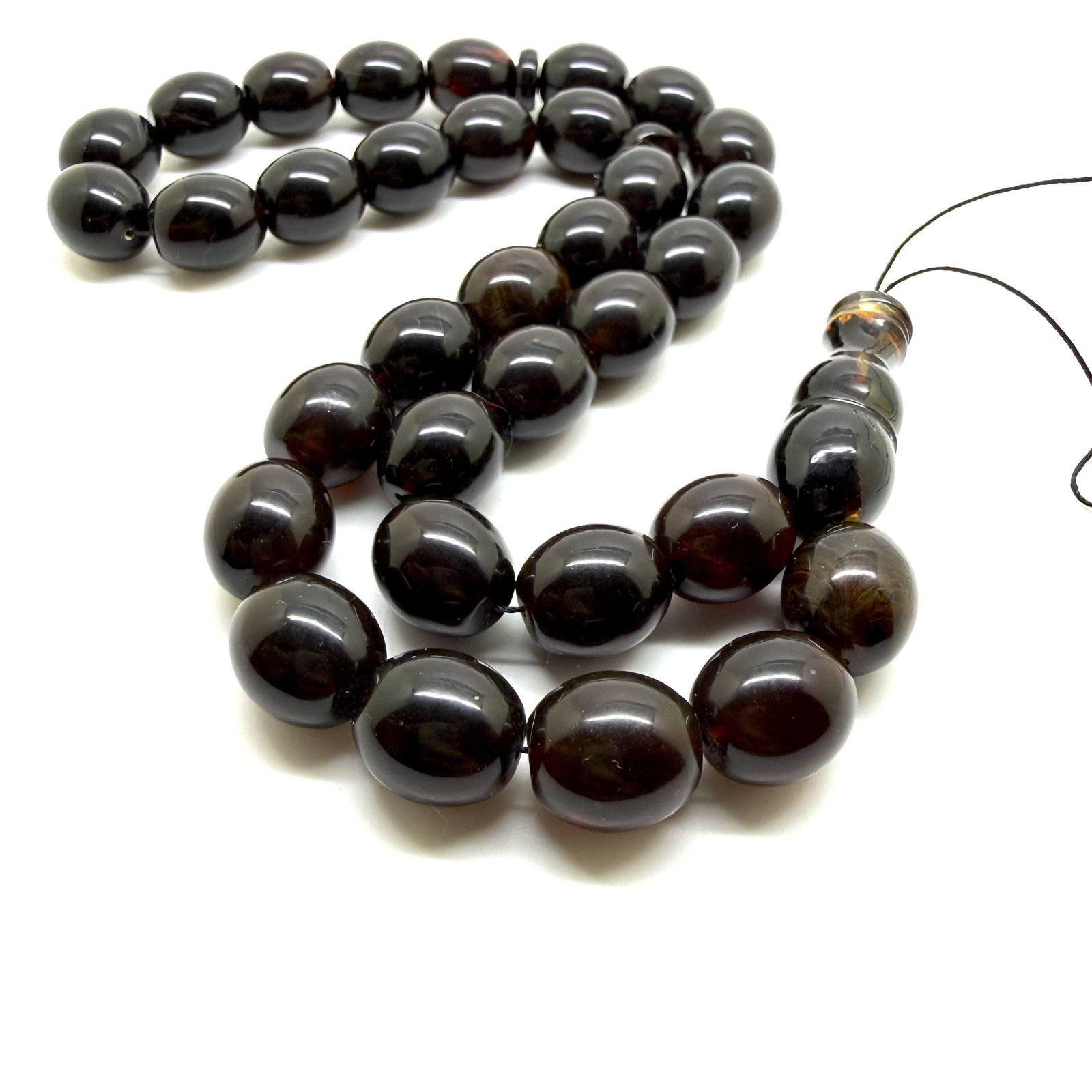Remarkable Amber Tesbih made from Olive Amber beads - 8