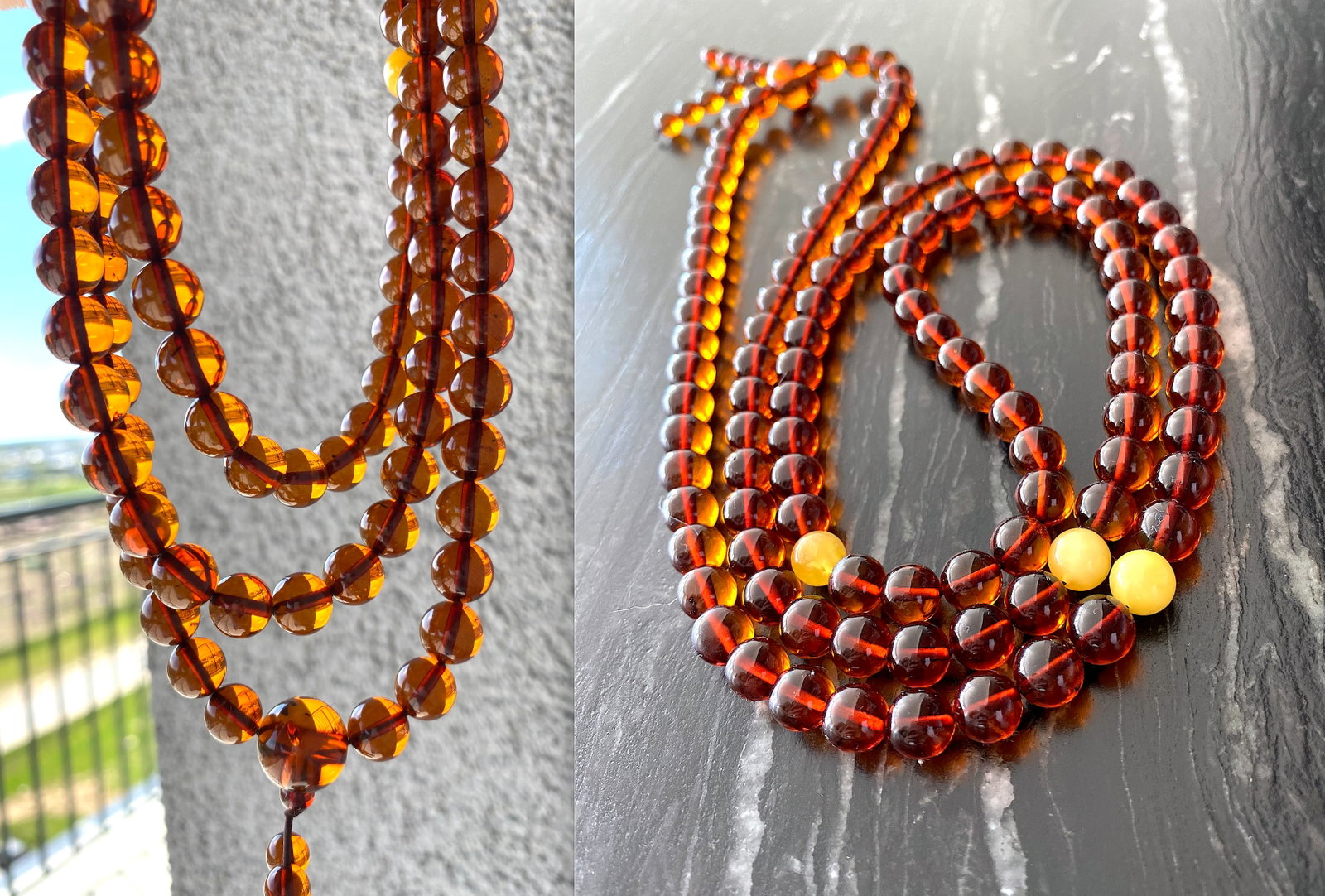Staggering Vintage Amber Mala made from Round Amber beads - 11