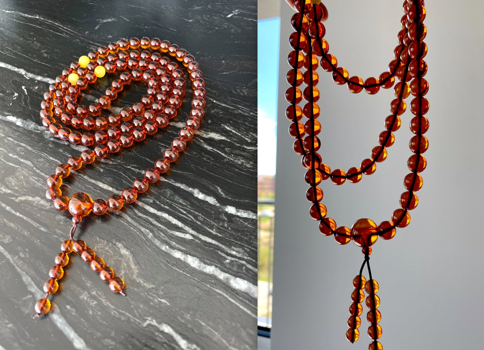 Staggering Vintage Amber Mala made from Round Amber beads - 6