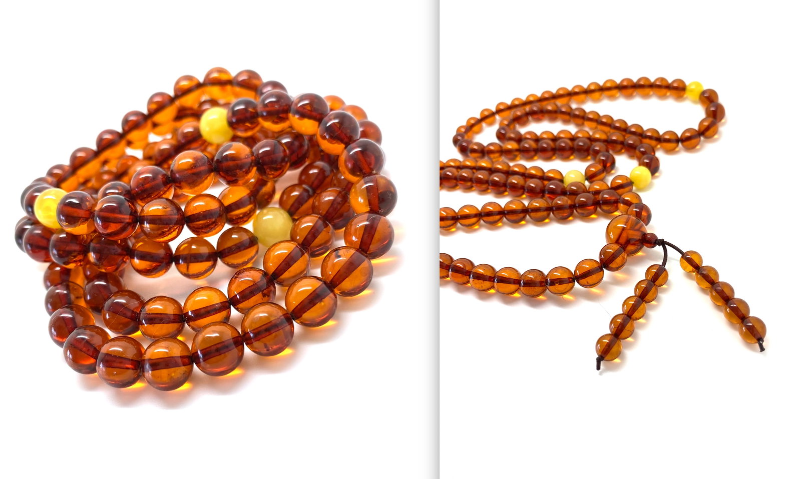 Staggering Vintage Amber Mala made from Round Amber beads - 7