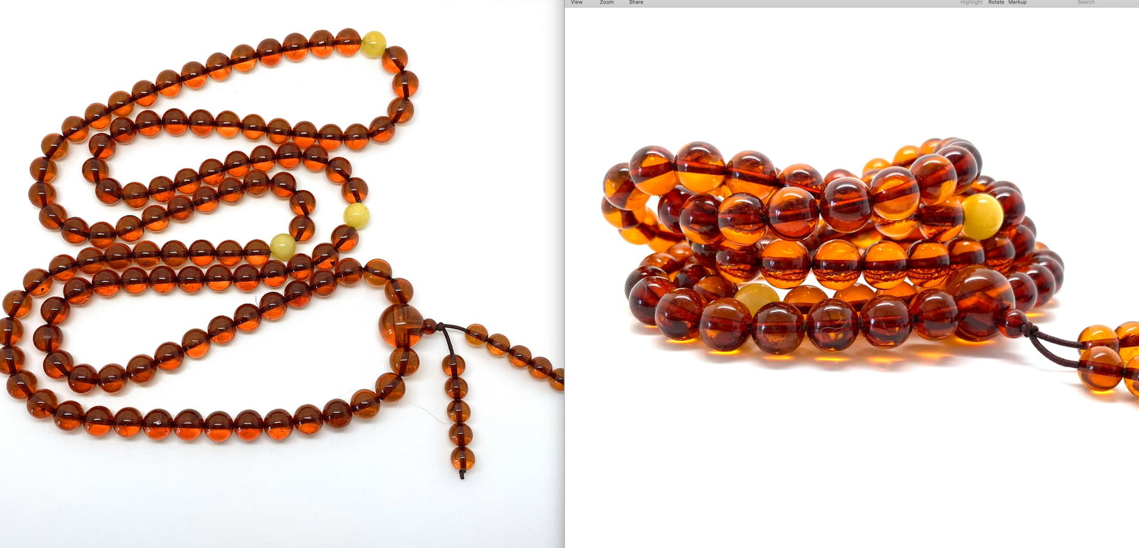 Staggering Vintage Amber Mala made from Round Amber beads - 9