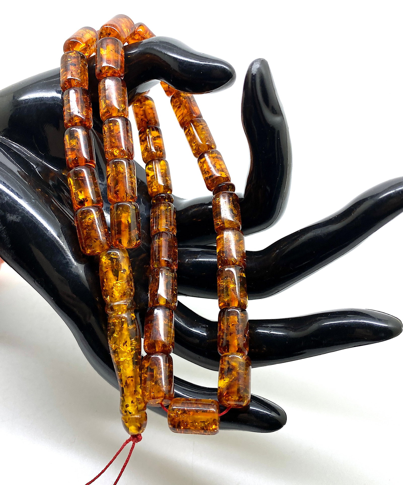Staggering Unique Antique Amber Tesbih made from Barrel shaped Amber beads - 7