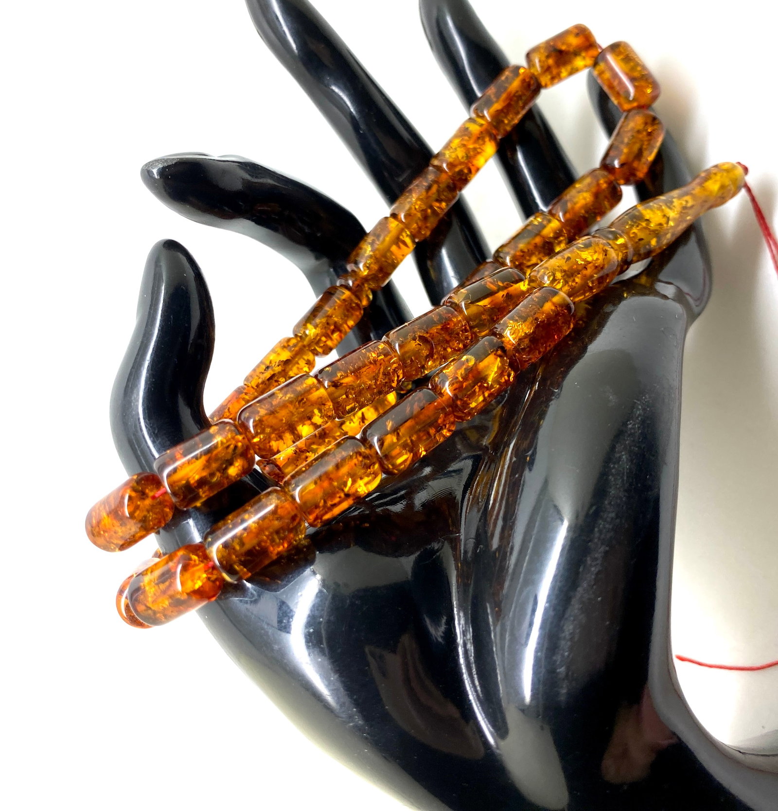 Staggering Unique Antique Amber Tesbih made from Barrel shaped Amber beads - 8