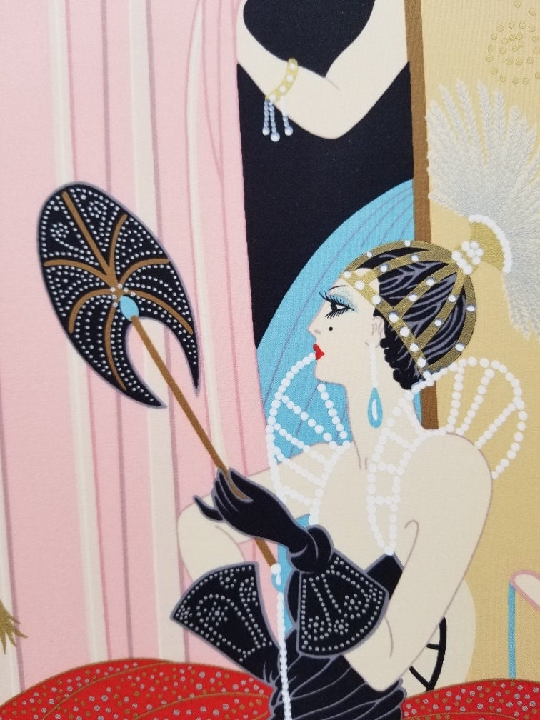 Vintage Framed L 'Opera Signed Silk Scarf By Erte - 4