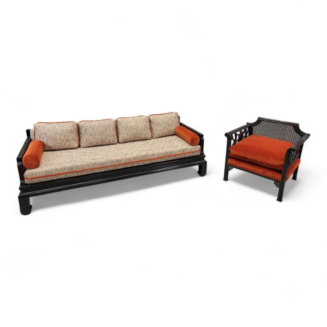 MCM Ming Sofa and Chair Set by Baker Furniture Newly Reupholstered - 3