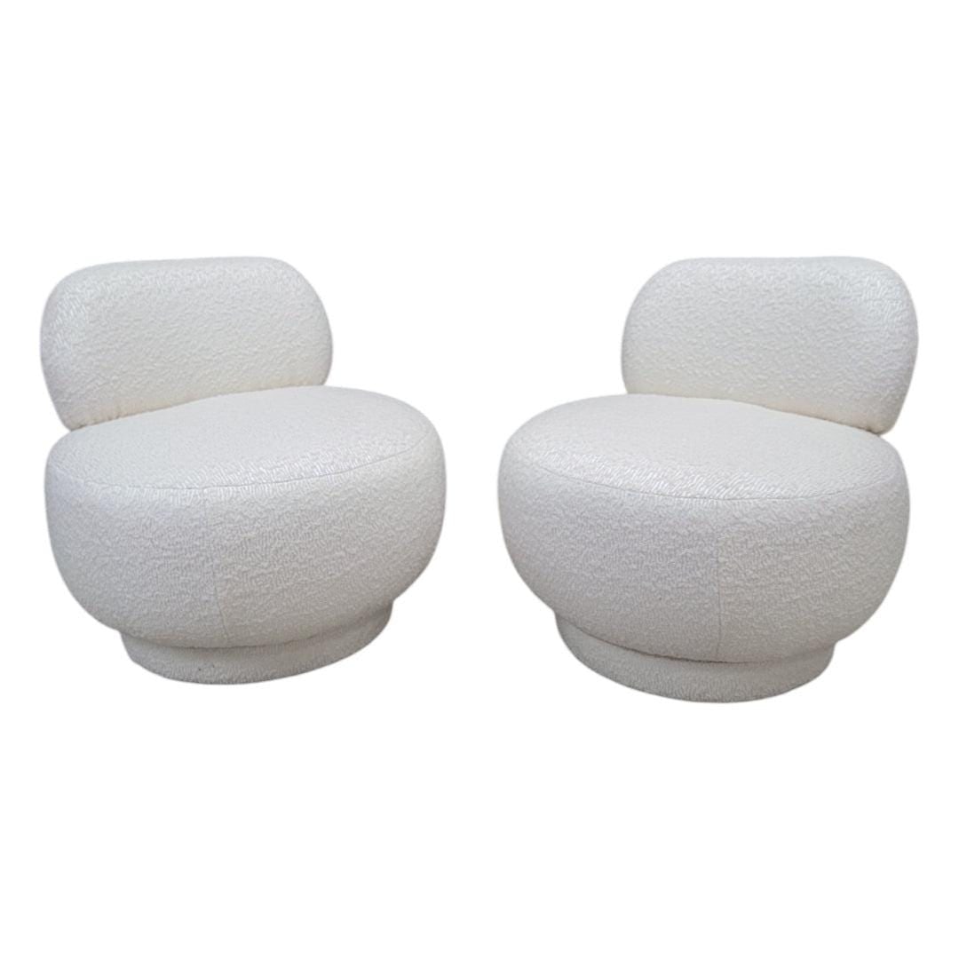 Postmodern Steve Chase Style Swivel Pouf Lounge Chair Reupholstered - Pair - 2