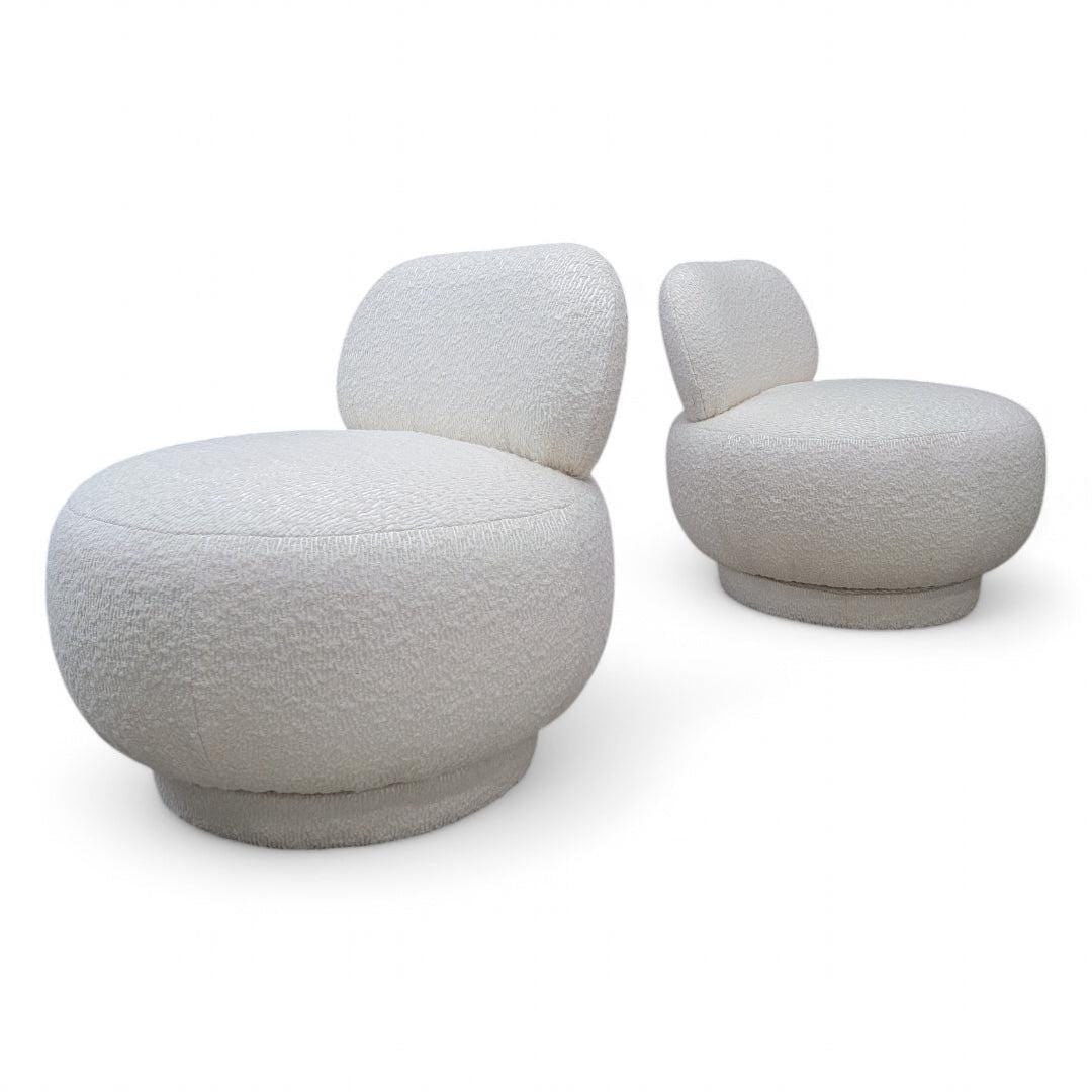 Postmodern Steve Chase Style Swivel Pouf Lounge Chair Reupholstered - Pair - 3