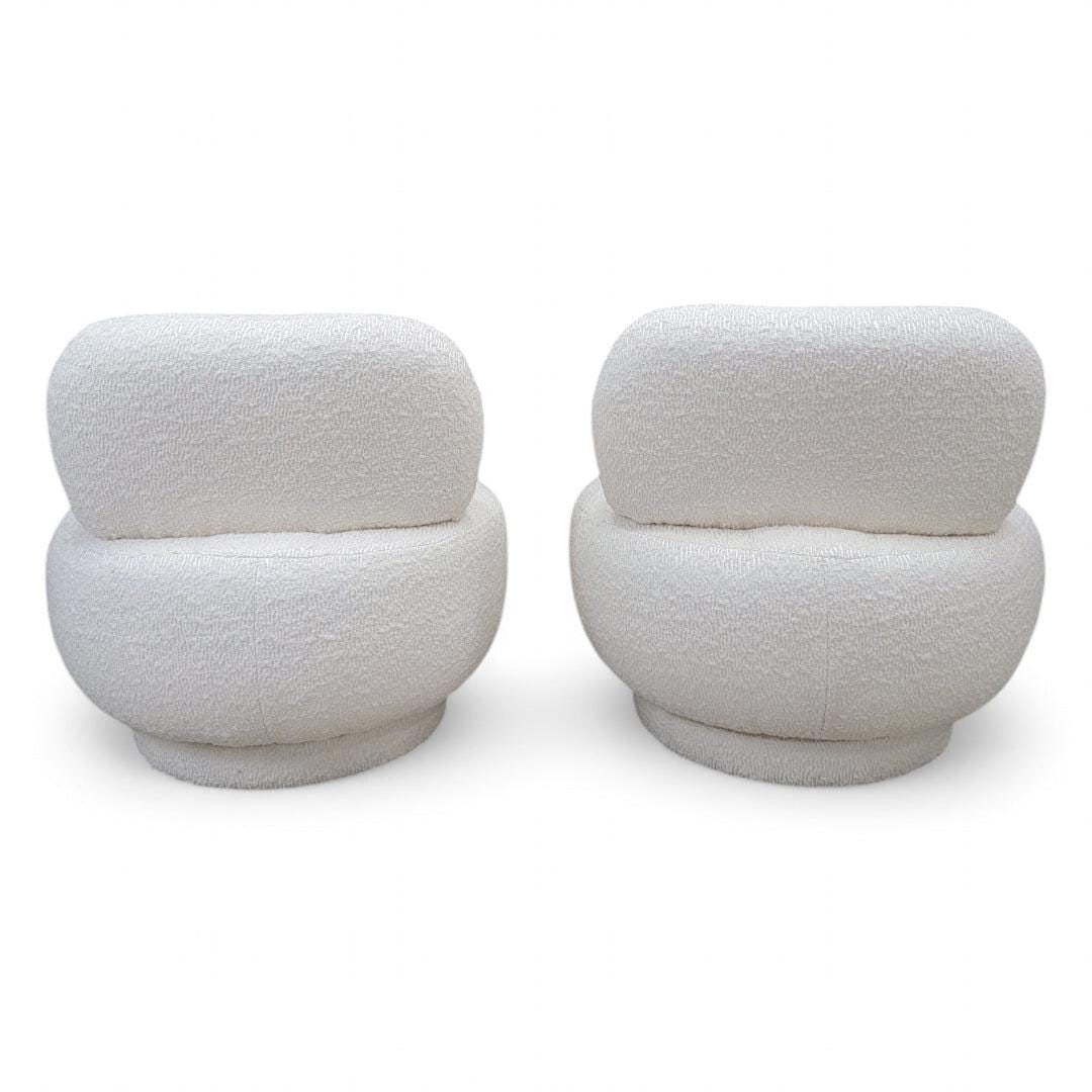 Postmodern Steve Chase Style Swivel Pouf Lounge Chair Reupholstered - Pair - 7