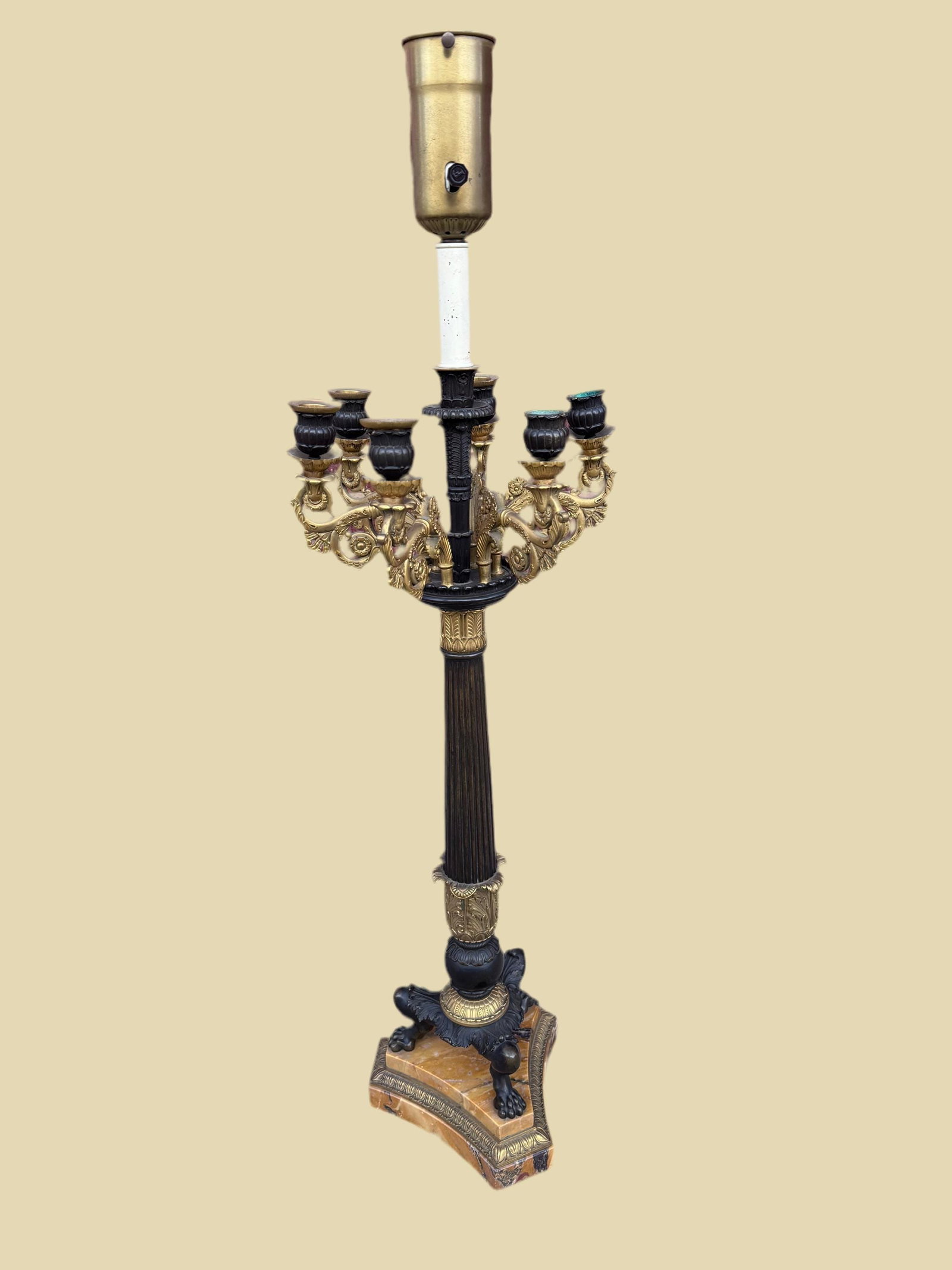 Antique 19th Century French Empire Candelabra Lamp - 2