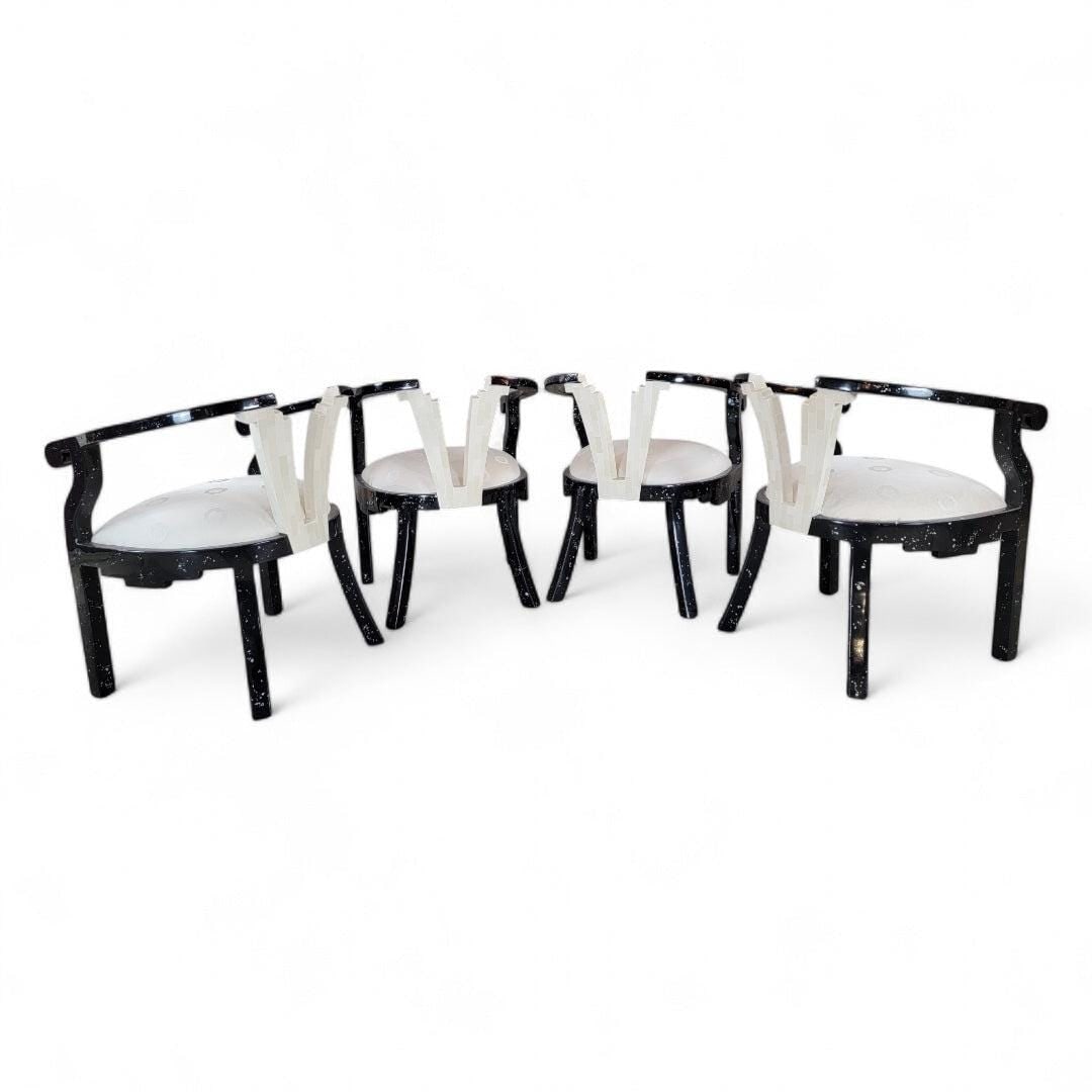 Postmodern Sculptural Tessellated Stone Dining Chairs - 6 - 3