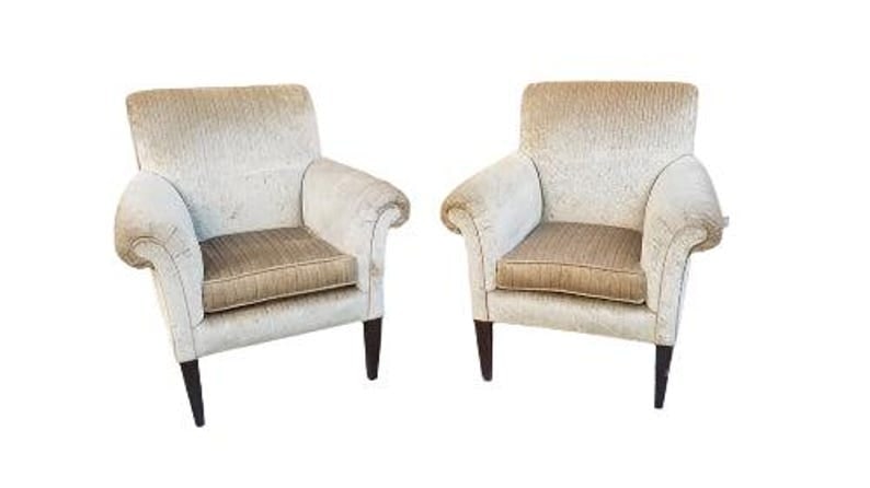 Victorian Flared Arms Velvet Club Chairs - Pair (1 of 6)