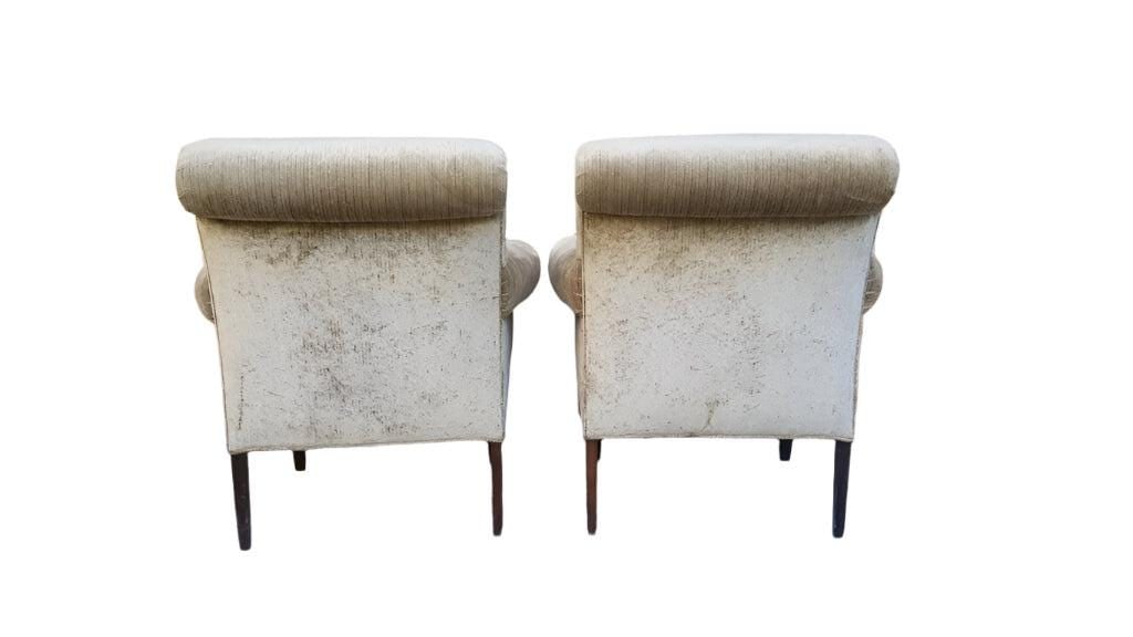 Victorian Flared Arms Velvet Club Chairs - Pair - 6