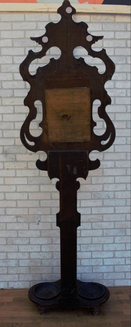 Antique Victorian Style Hall Tree with Mirror - 8