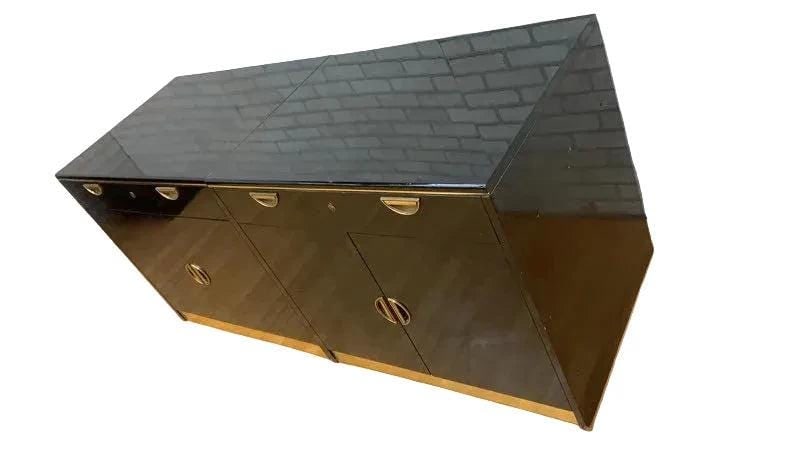 MCM Black Lacquer and Brass Credenza by John Widdicomb - 5