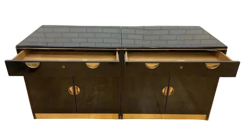 MCM Black Lacquer and Brass Credenza by John Widdicomb - 8