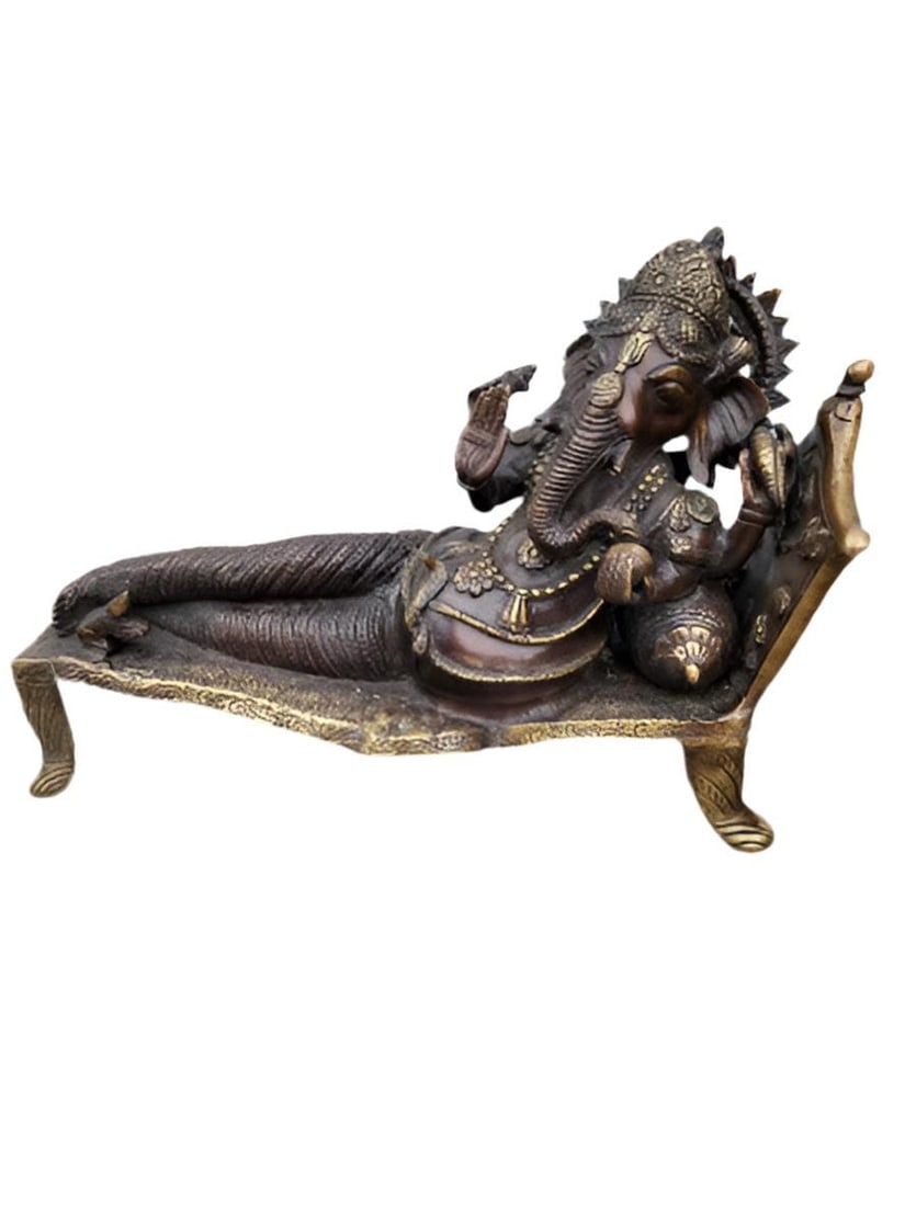 Vintage Hindu God Ganesha Statue Reclining - 2