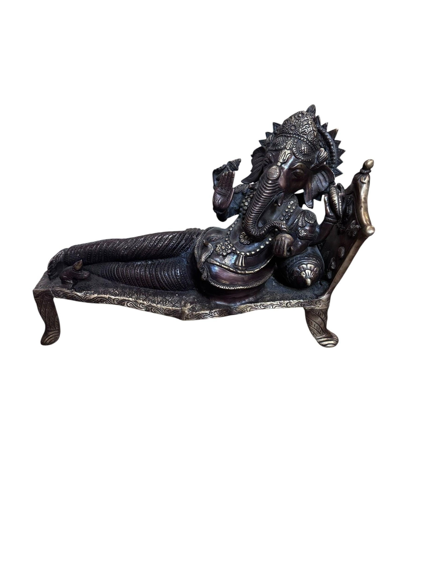 Vintage Hindu God Ganesha Statue Reclining - 3