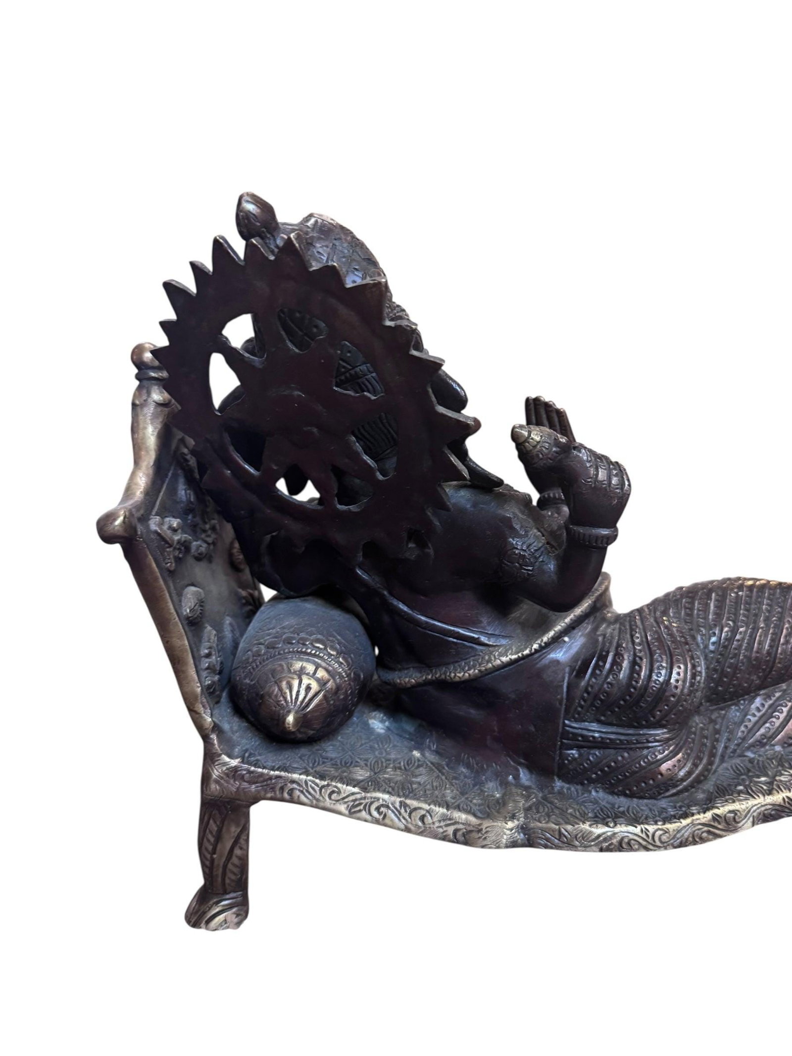 Vintage Hindu God Ganesha Statue Reclining - 4