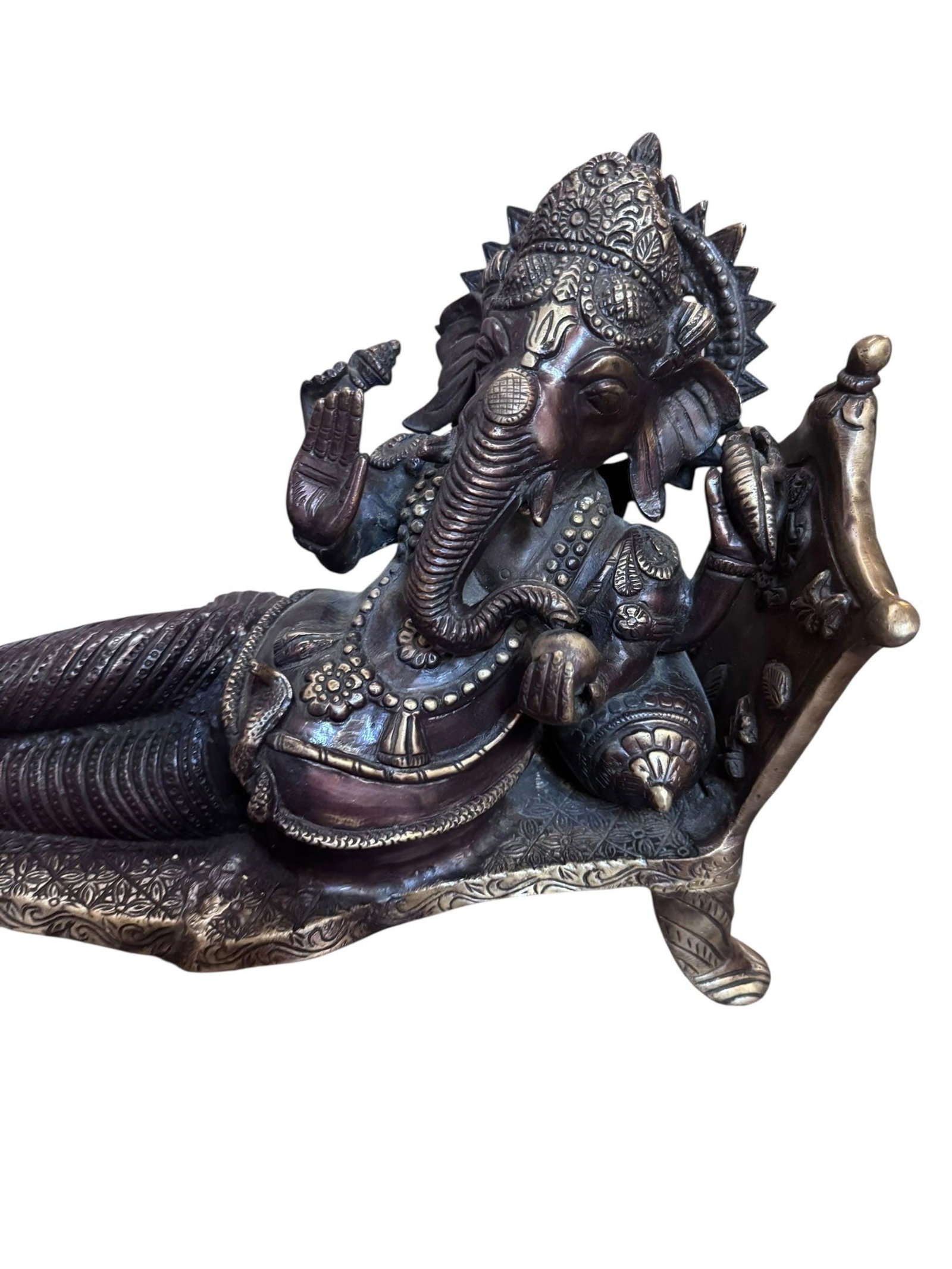Vintage Hindu God Ganesha Statue Reclining - 8