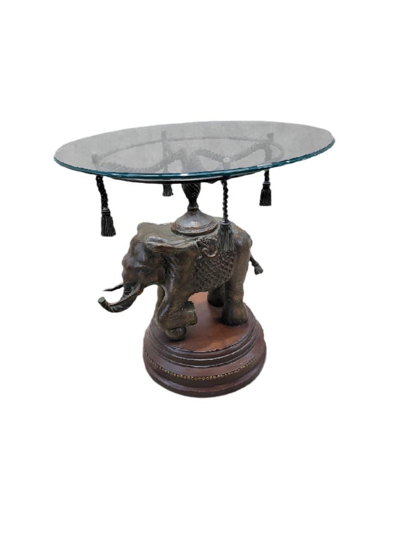 Vintage Erin Lane Bronze Elephant Pedestal Side Table (1 of 8)