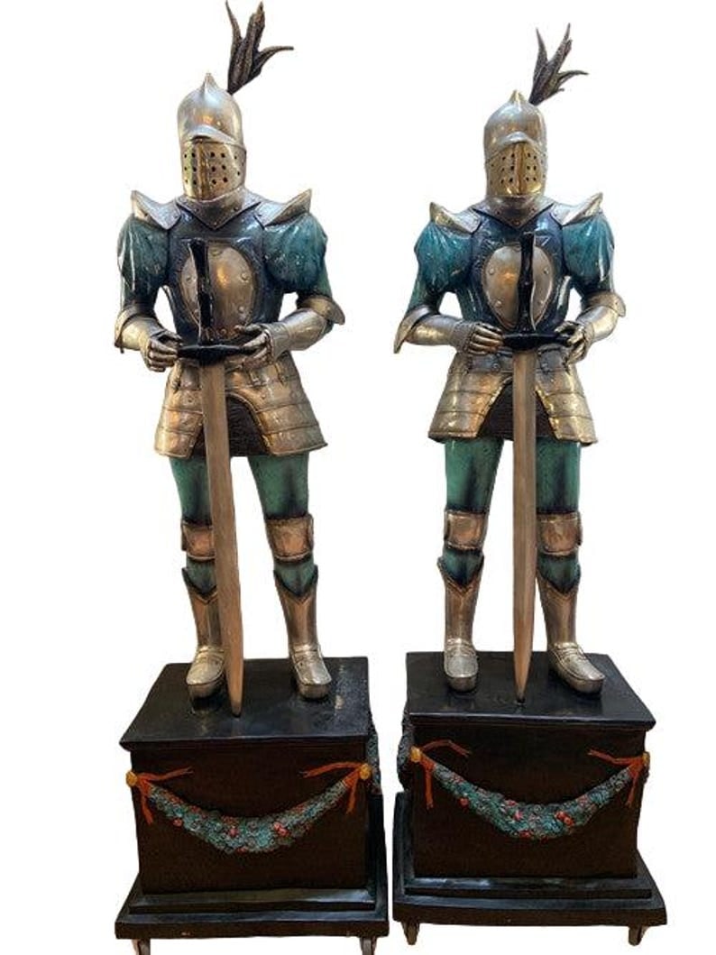 Vintage Life-Size Medieval Bronze Knight Statues - Pair (1 of 8)