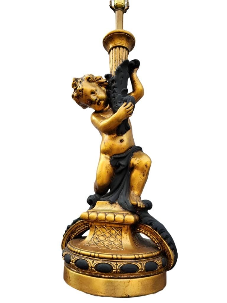 Vintage Italian Putti Gilt Table Lamps - Pair - 5