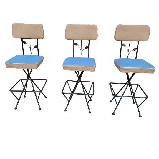 Vintage Retro Swivel Bar Stools - Set of 3 - 5