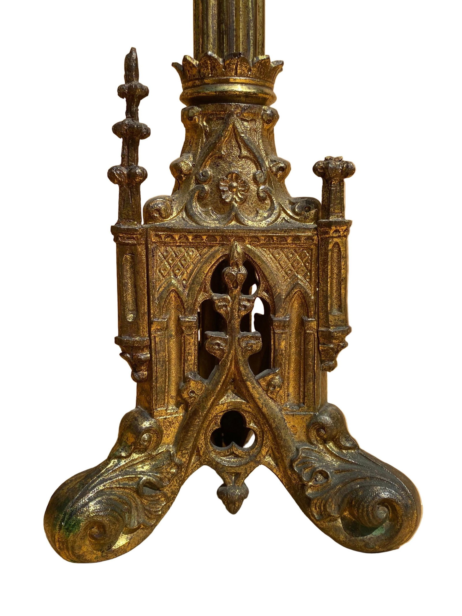 Antique French Neogothic Altar Torchere Candlestick Set - 3