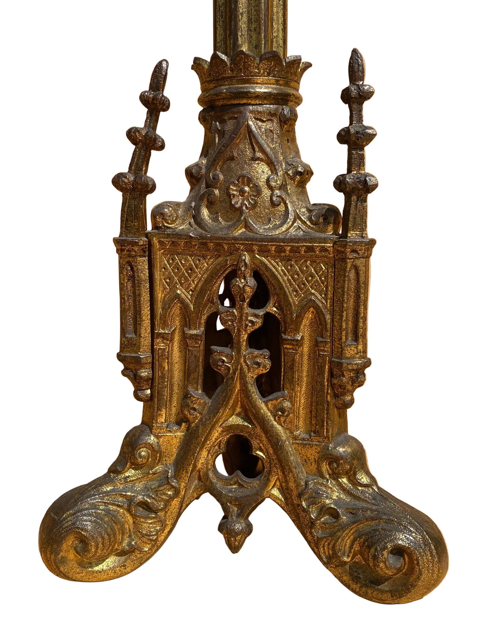 Antique French Neogothic Altar Torchere Candlestick Set - 4