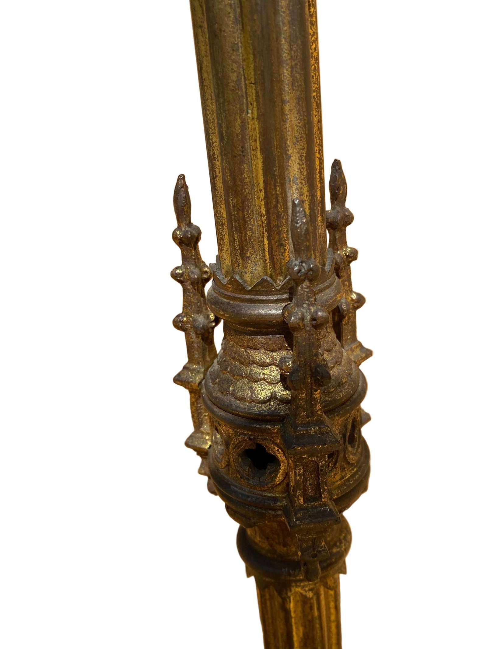 Antique French Neogothic Altar Torchere Candlestick Set - 7