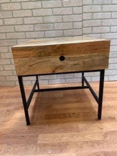 Industrial Rustic Teak and Steel Side and Coffee Table - Set of 2 - 6