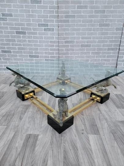 Vintage Maison Charles Flying Horse of Gansu Glass Top Cocktail Table - 4