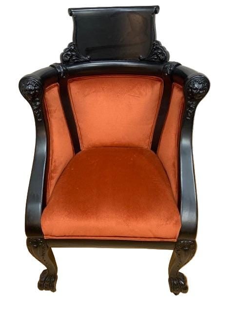 Victorian Figural Ebonized Frame Tub Chair - 2