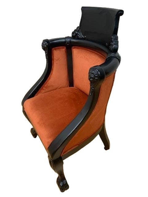 Victorian Figural Ebonized Frame Tub Chair - 3
