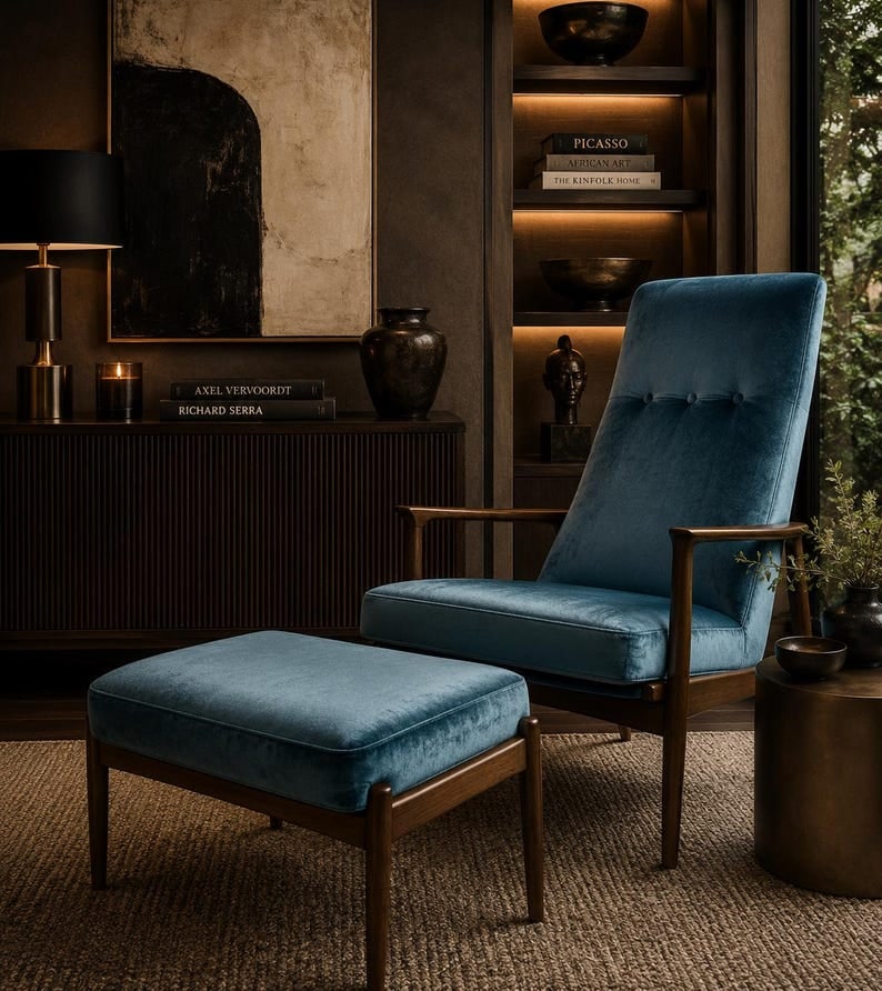MCM Danish Folke Ohlsson Lounge Chair and Ottoman Newly Reupholstered (1 of 8)