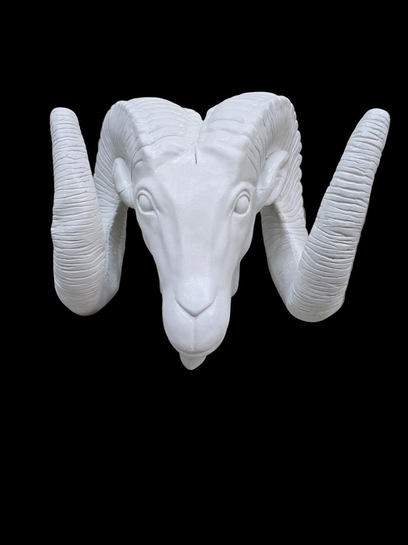 Vintage White Rams Head Statue (1 of 8)