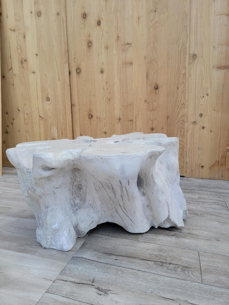 Vintage Bleached Teak Tree Root Sculpted Coffee Table - 7
