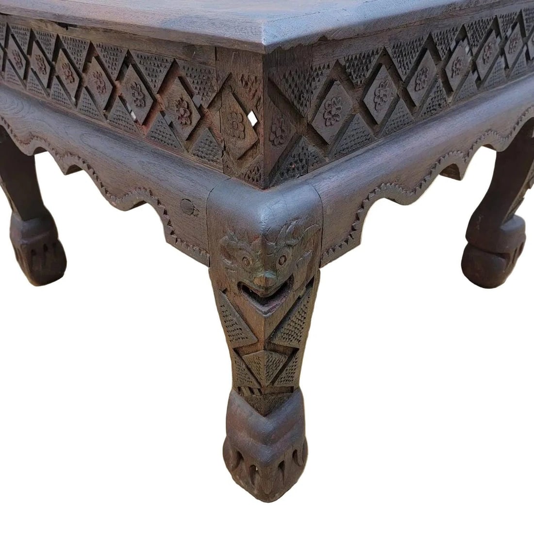 Antique East Indian Teak Side Table - 5