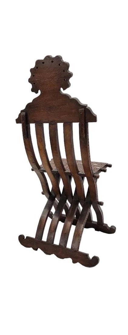 Antique Middle Eastern Mother-of-Pearl Inlaid Folding Chair - 4
