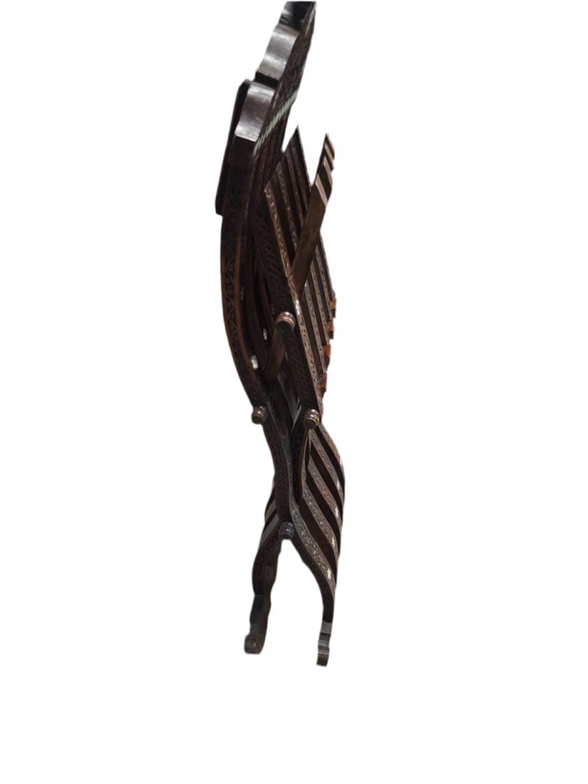 Antique Middle Eastern Mother-of-Pearl Inlaid Folding Chair - 6