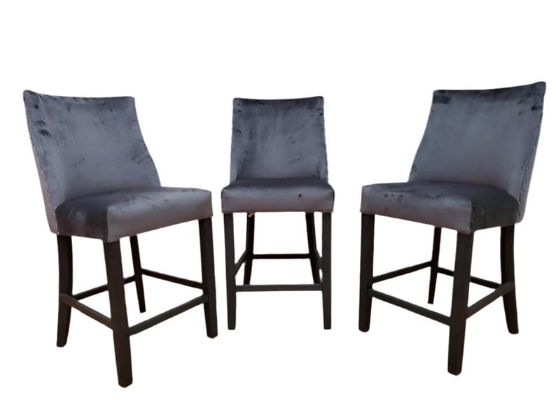 Restoration Hardware Barrel Back Stools Newly Reupholstered - Set of 3 (1 of 8)