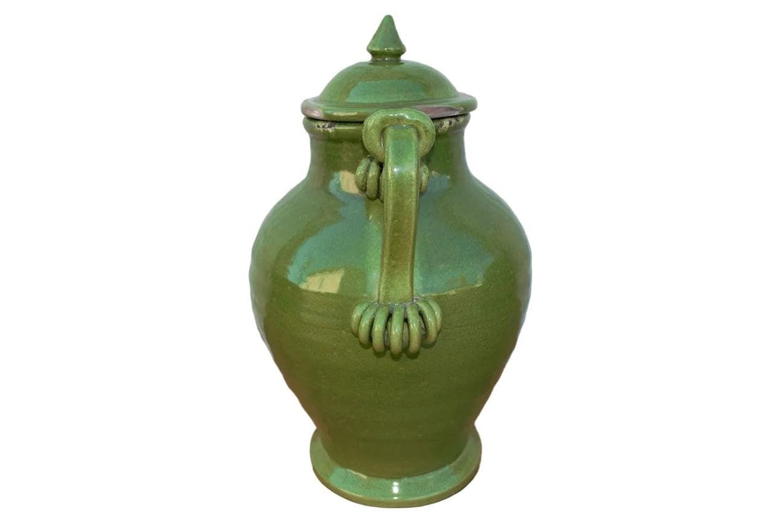 Vintage Ceramic Green Amphora Shaped Vase - 3
