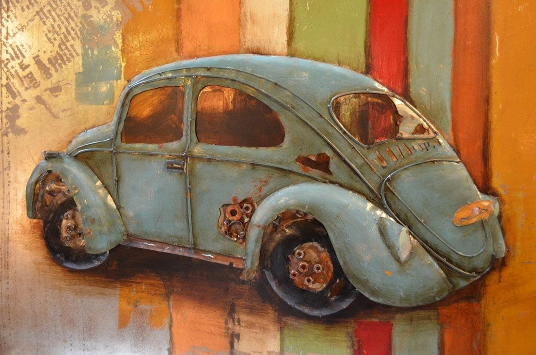 Industrial Handmade Metal 3D Beetle Love Wall Art - 5