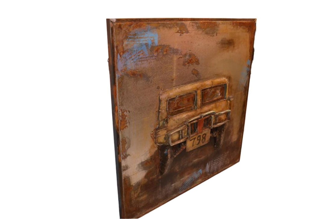 Industrial Handmade Metal 3D Relief Image Hummer Wall Art - 3