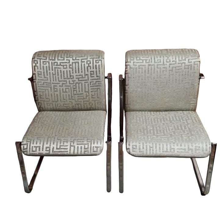 MCM Chrome Tubular Chairs by Peter Protzman Newly Reupholstered - Pair - 2