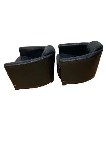MCM Nicoletti Calia Salotti Black Leather Chairs - Pair - 5